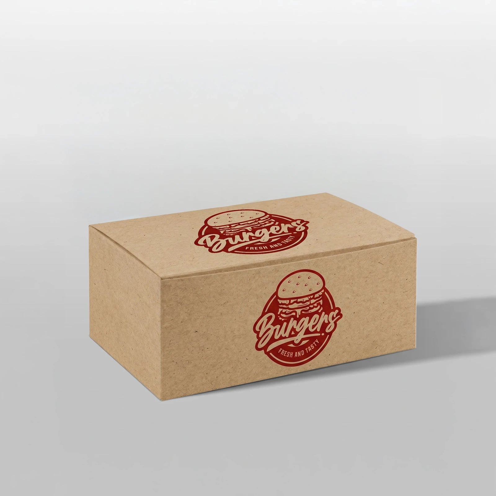 Custom Printed Burger Meal Boxes - Lock Bottom - Foldable - Kraft