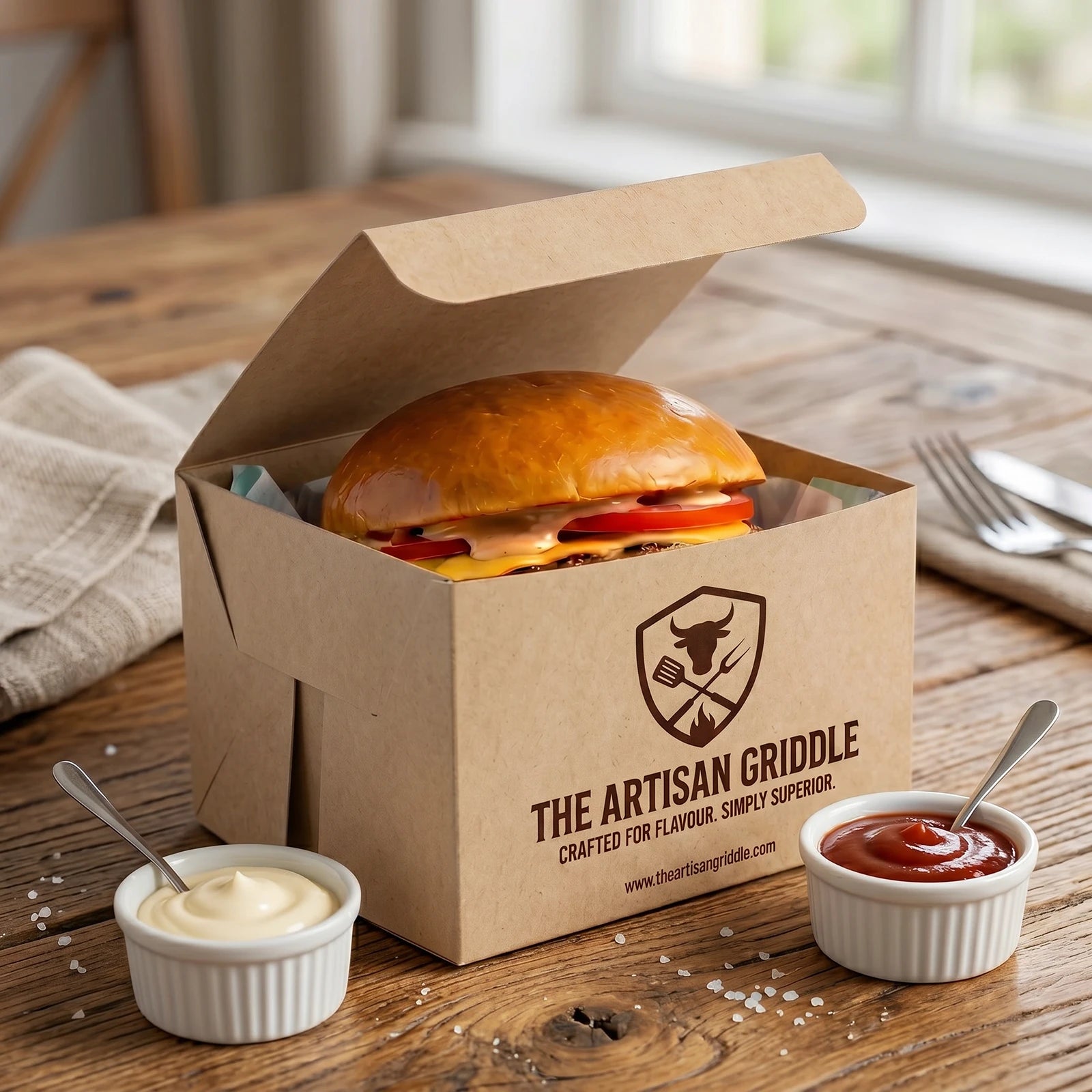 Custom Printed Burger Box - Easy Assembly - Kraft