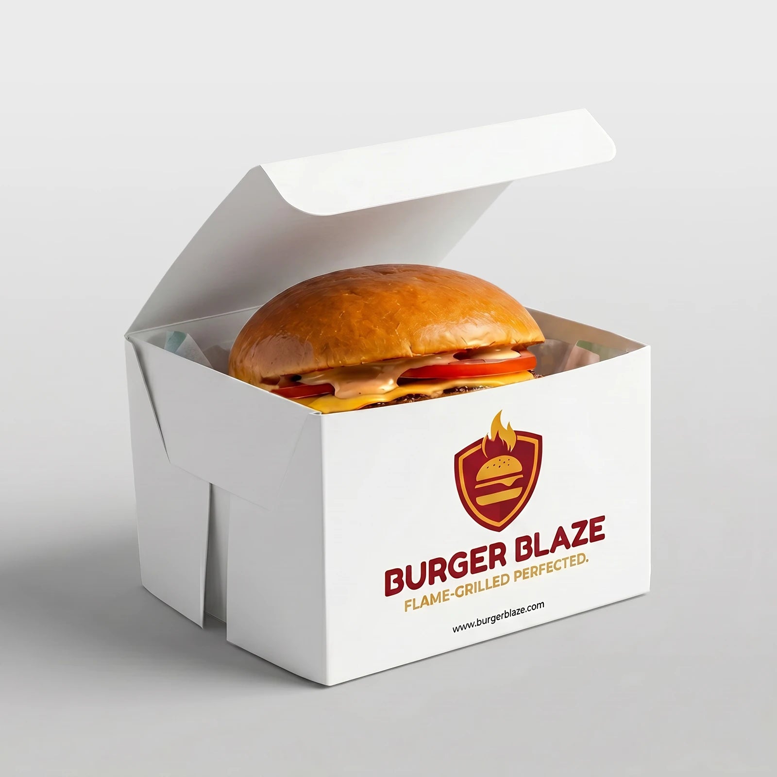 Custom Printed Burger Box - Easy Assembly - White