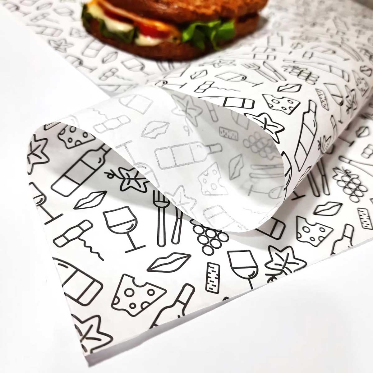 Custom Printed Food Wrapping Paper - White