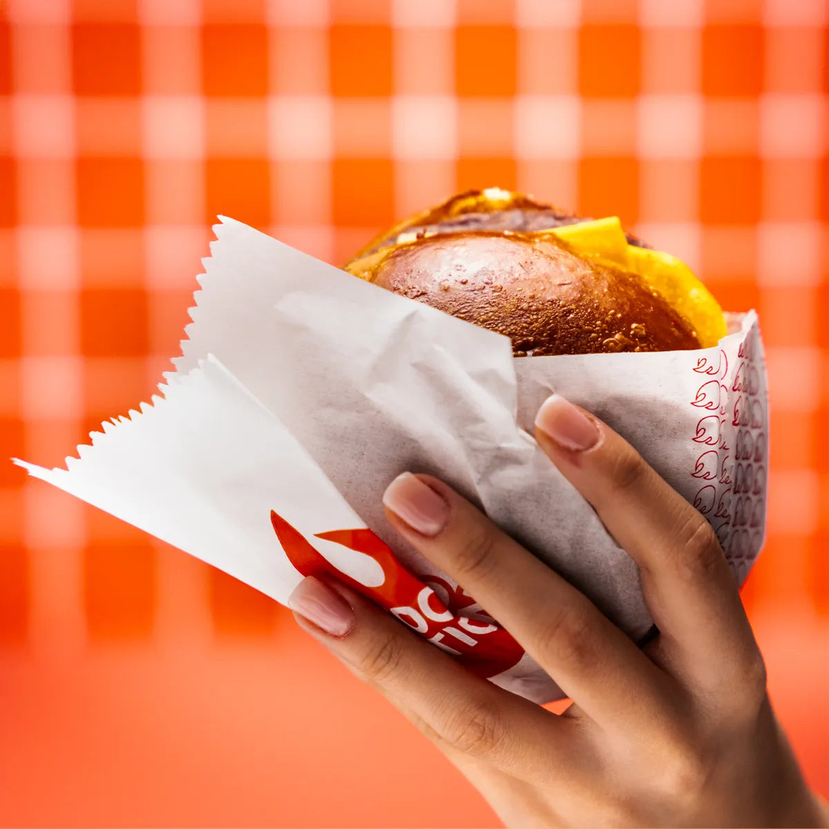 Printed Burger Bag - White