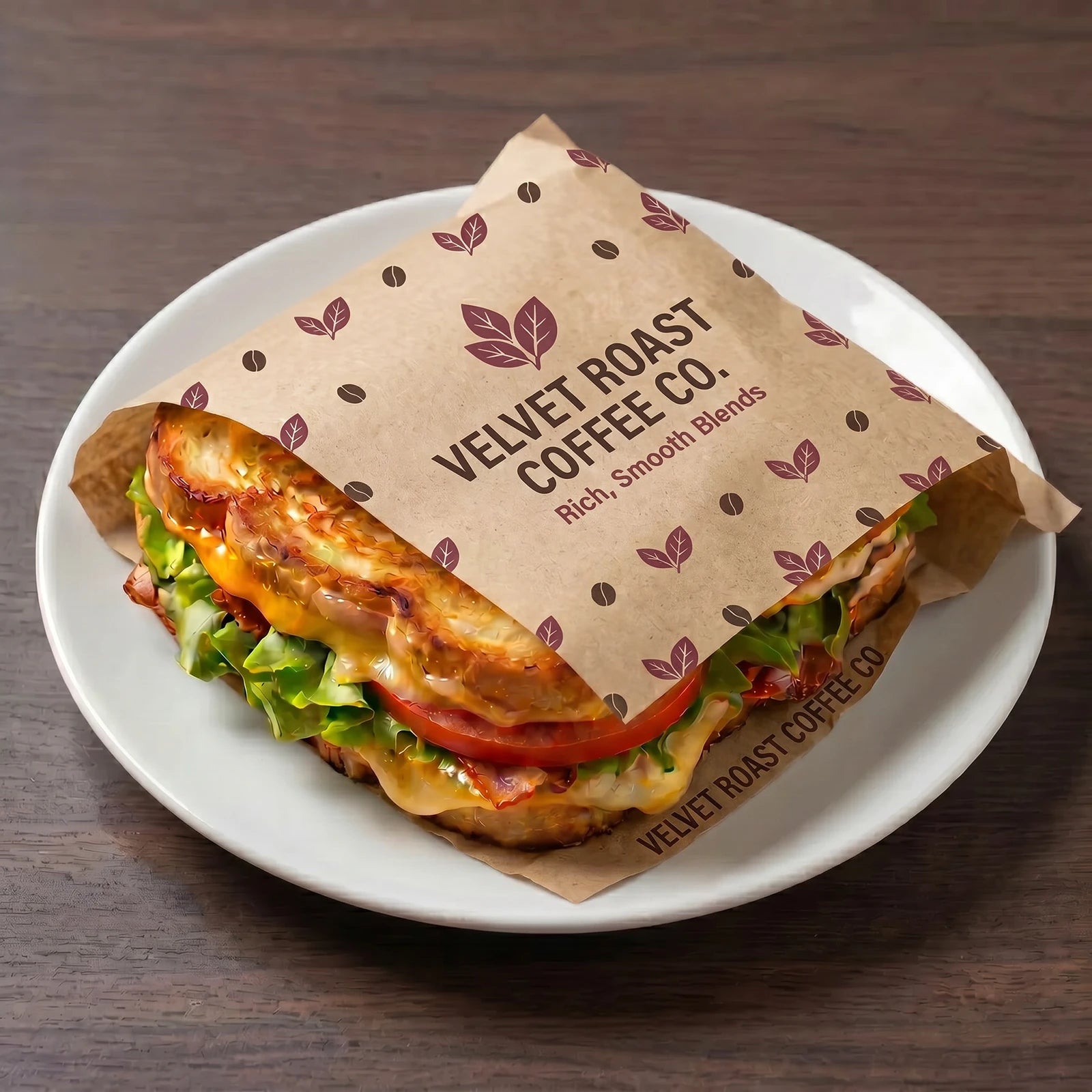 Custom Printed Sandwich Paper Pocket - Kraft